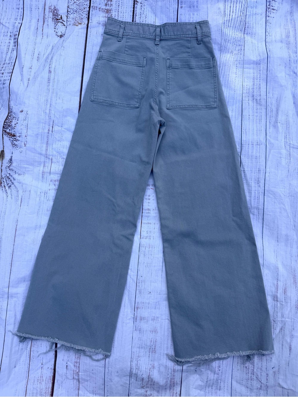 Zara Wide Leg Pants Marine Straight Women’s Green Size 6 Minimalist Chic Casual - Picture 5 of 13